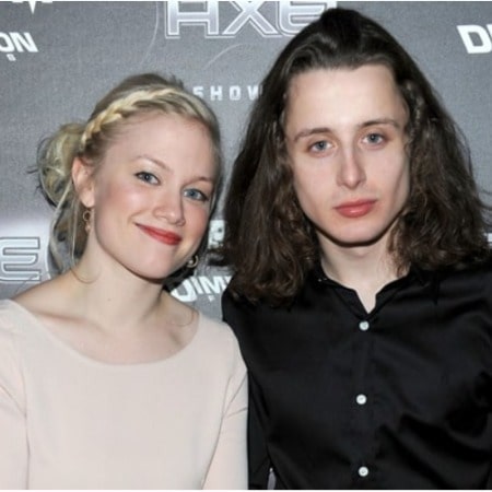 Picture of Sarah Scrivener in a white dress with her husband Rory Culkin